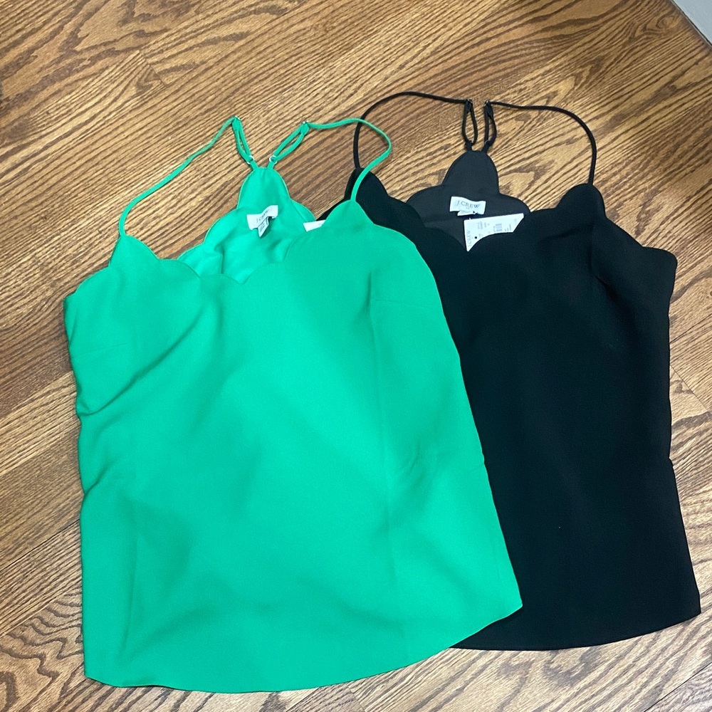 J. Crew Green and Black Camisoles